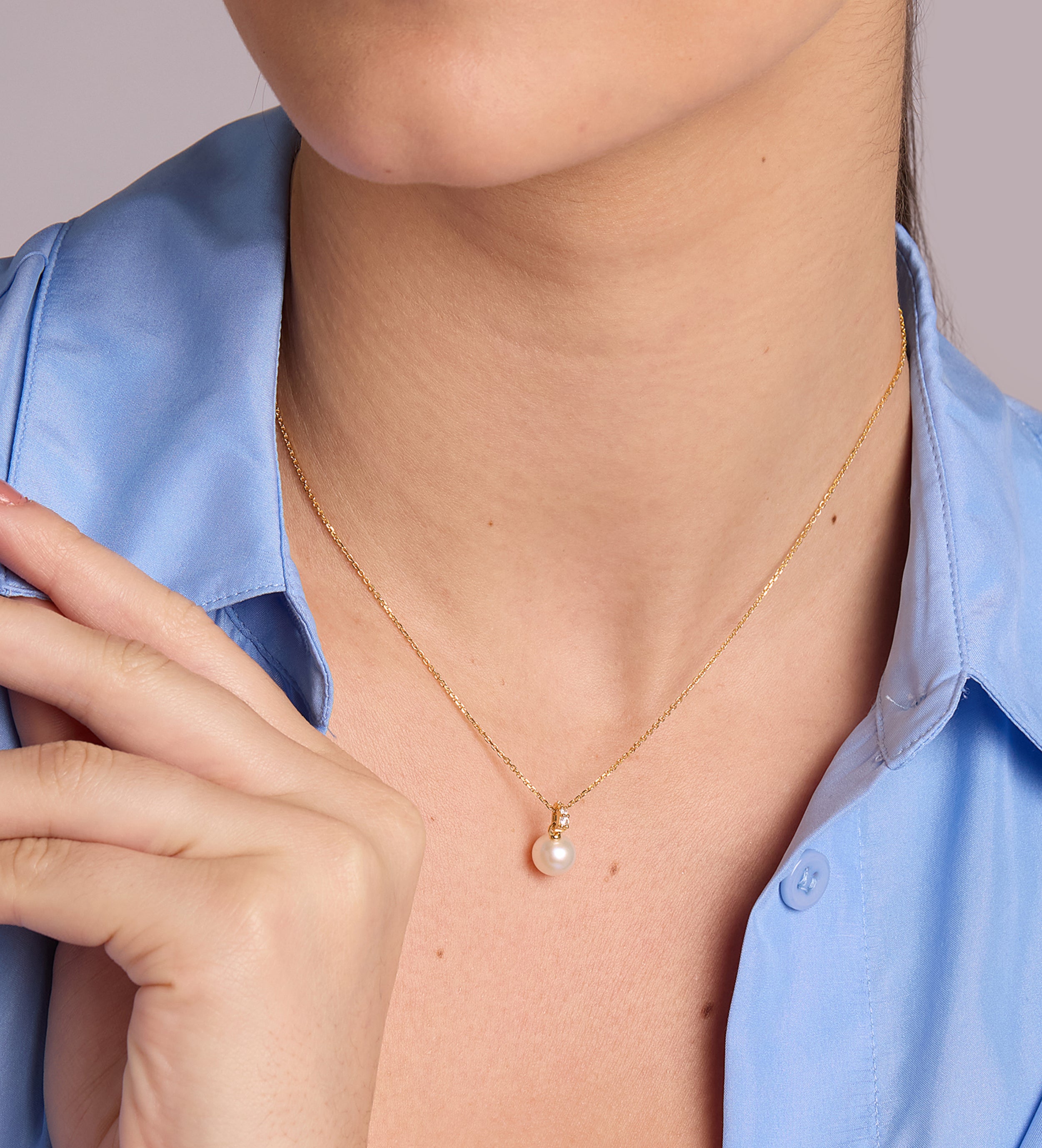 Pearl Pendant Necklace in 18k Gold Plating on 925 Silver - Ash & Harry
