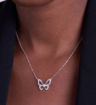 Pave Butterfly Silhouette Necklace in Rhodium Plating on 925 Silver - Ash & Harry