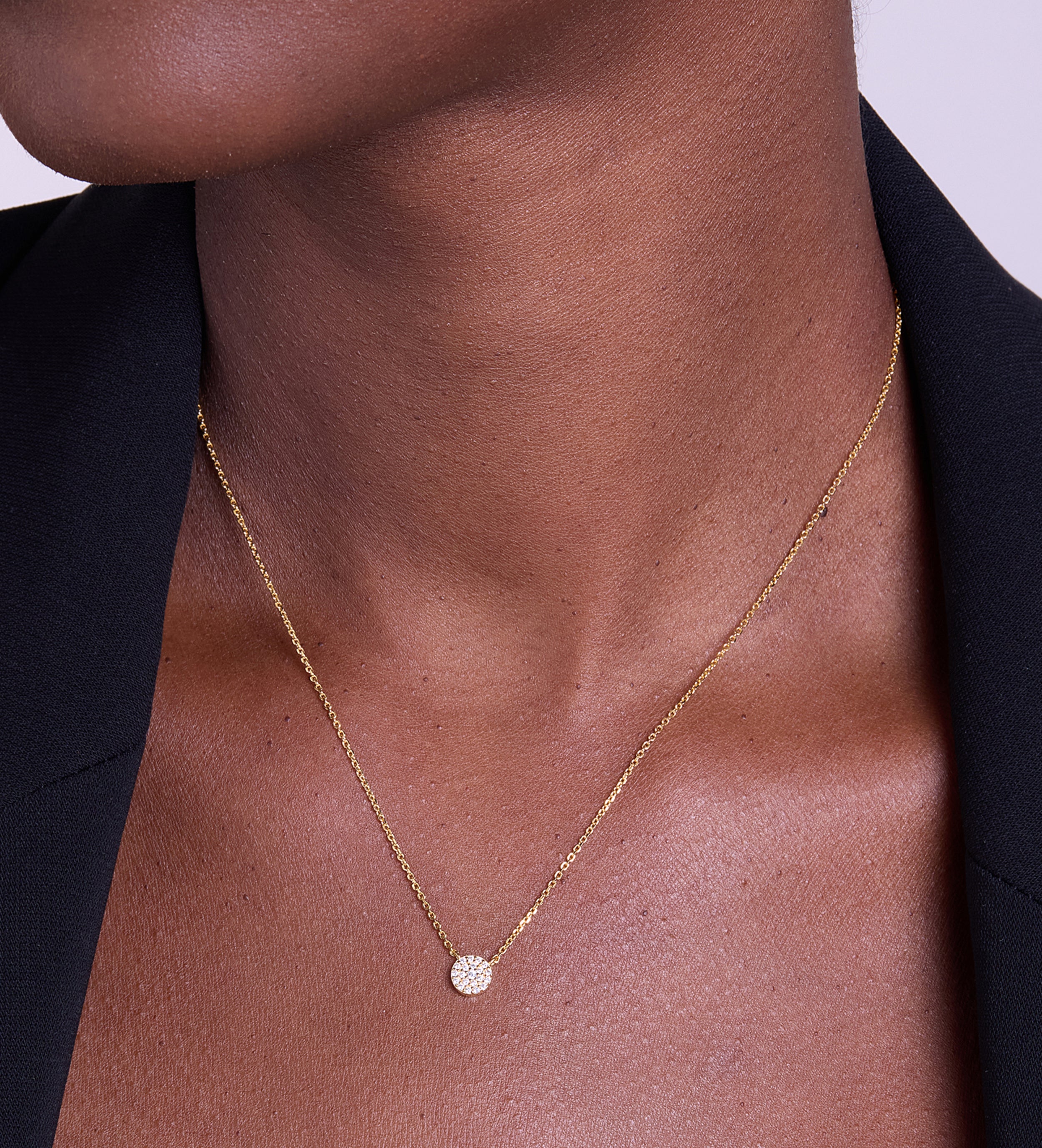 Round Pave Cluster Necklace in 18k Gold Plating on 925 Silver - Ash & Harry