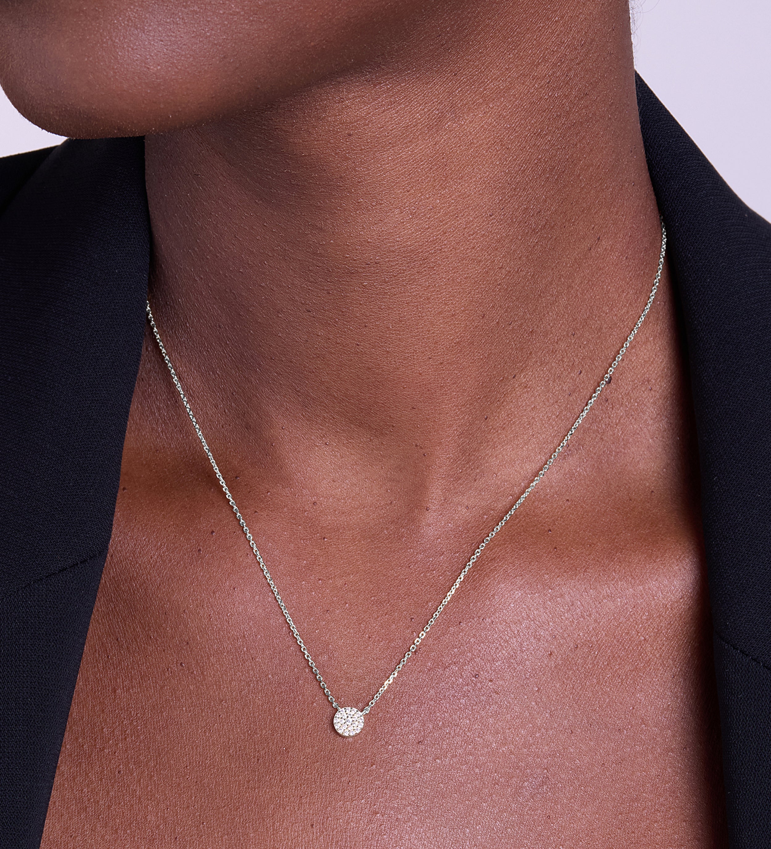 Round Pave Cluster Necklace in Rhodium Plating on 925 Silver - Ash & Harry