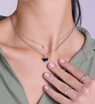 Round Pave Cluster Necklace in Rhodium Plating on 925 Silver - Ash & Harry