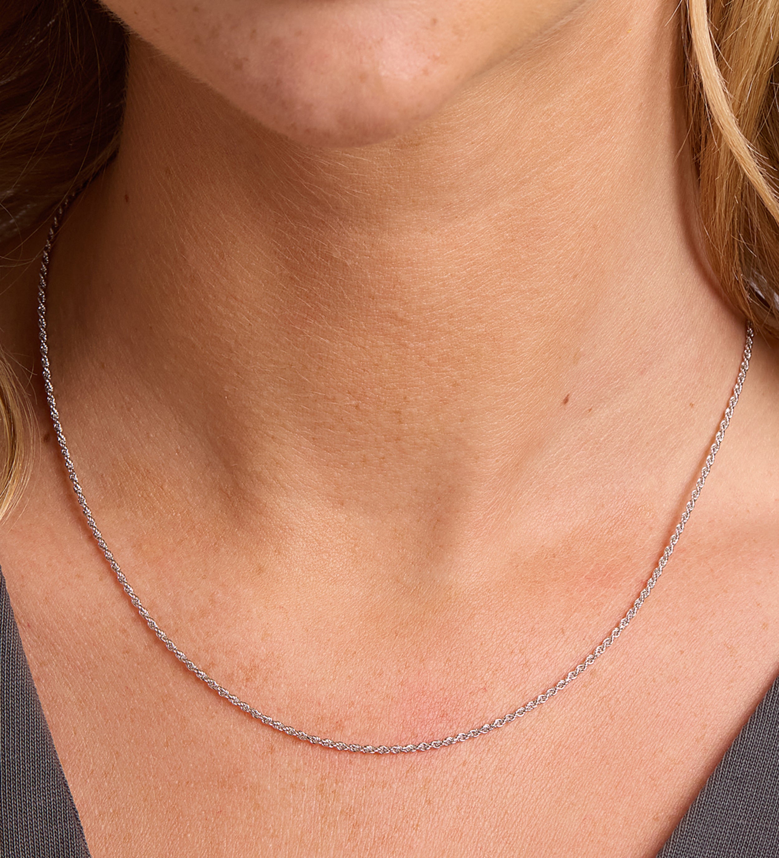 Rope Chain Necklace in Rhodium Plating on 925 Silver - Ash & Harry