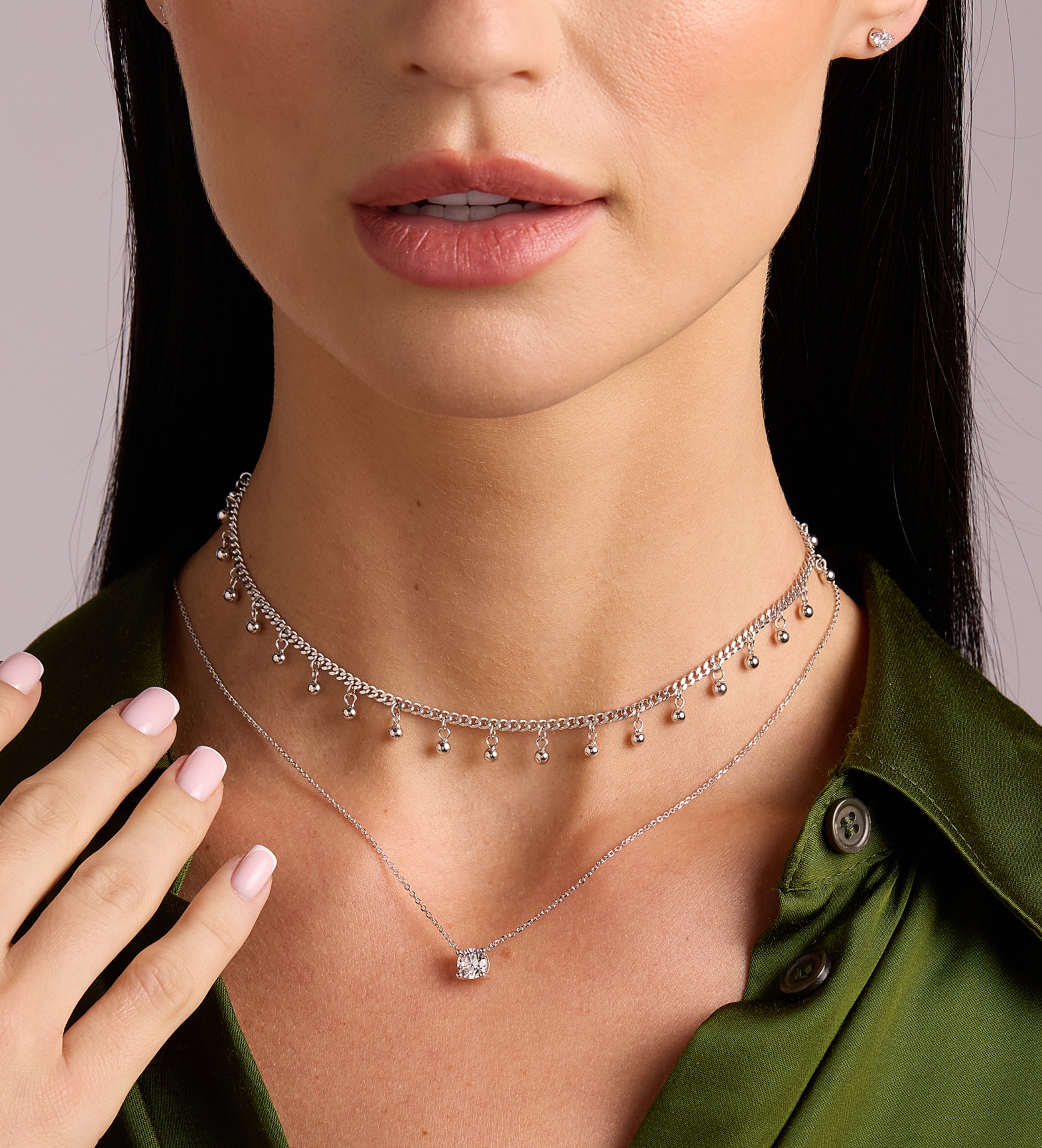 Solitaire Pendant Necklace in Rhodium Plating on 925 Silver - Ash & Harry