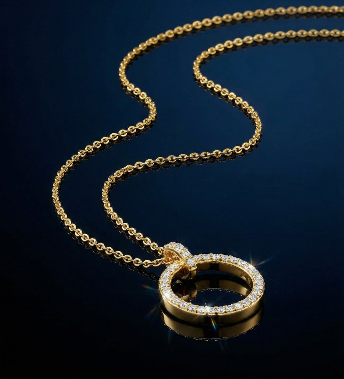 Gemstone Ring Necklace in 18k Gold Plating on 925 Silver - Ash & Harry