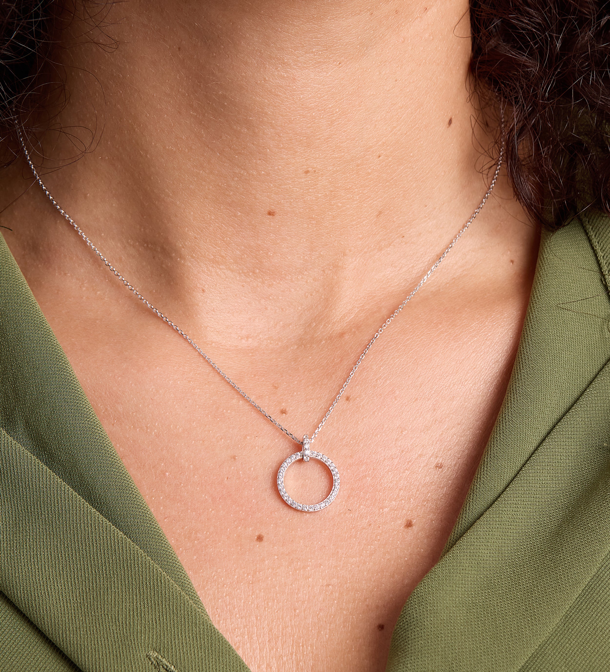 Gemstone Ring Necklace in Rhodium Plating on 925 Silver - Ash & Harry