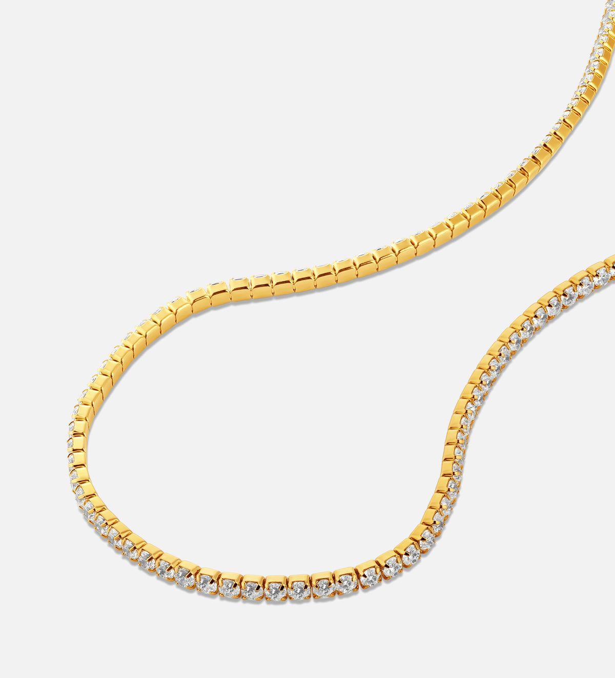 Tennis Necklace in 18k Gold Plating on 925 Silver - Ash & Harry