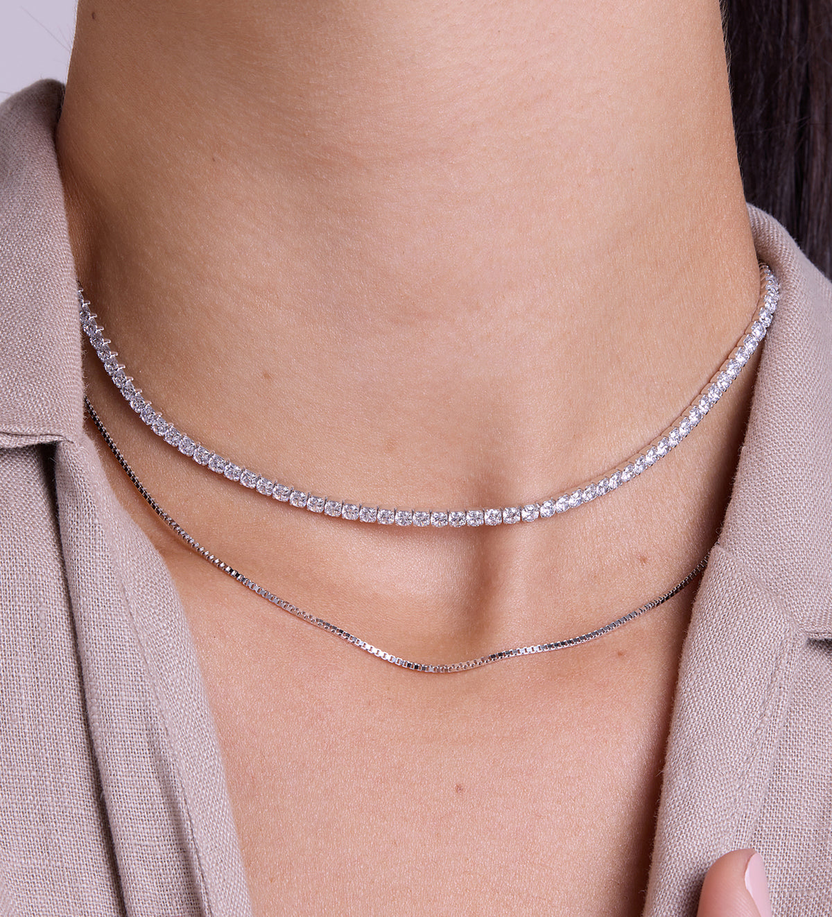 Tennis Necklace in Rhodium Plating on 925 Silver - Ash & Harry