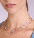 Triple Stone Pendant Necklace in Rhodium Plating on 925 Silver - Ash & Harry