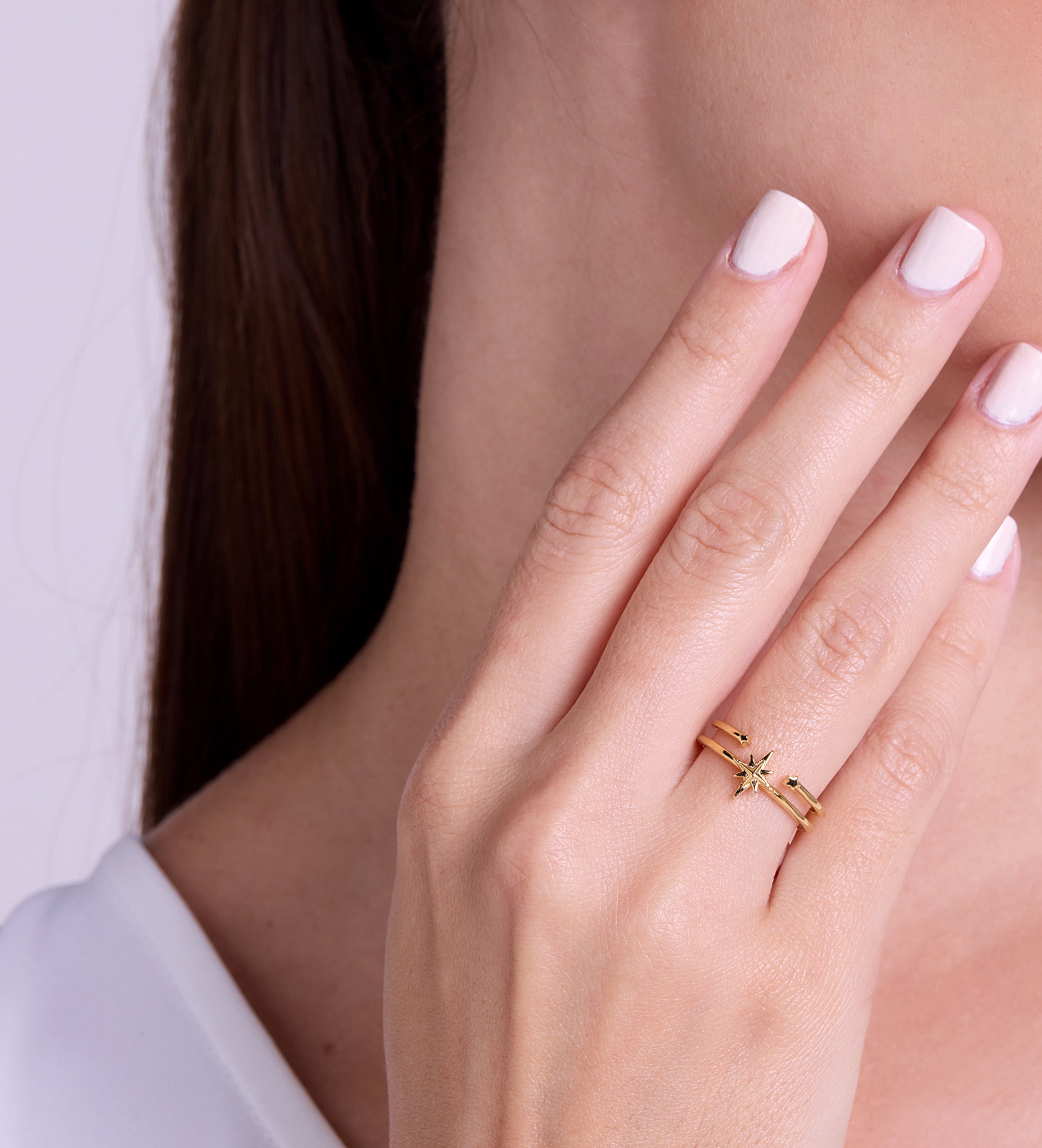 Double Band Starburst Ring in 18k Gold Plating on 925 Silver - Ash & Harry