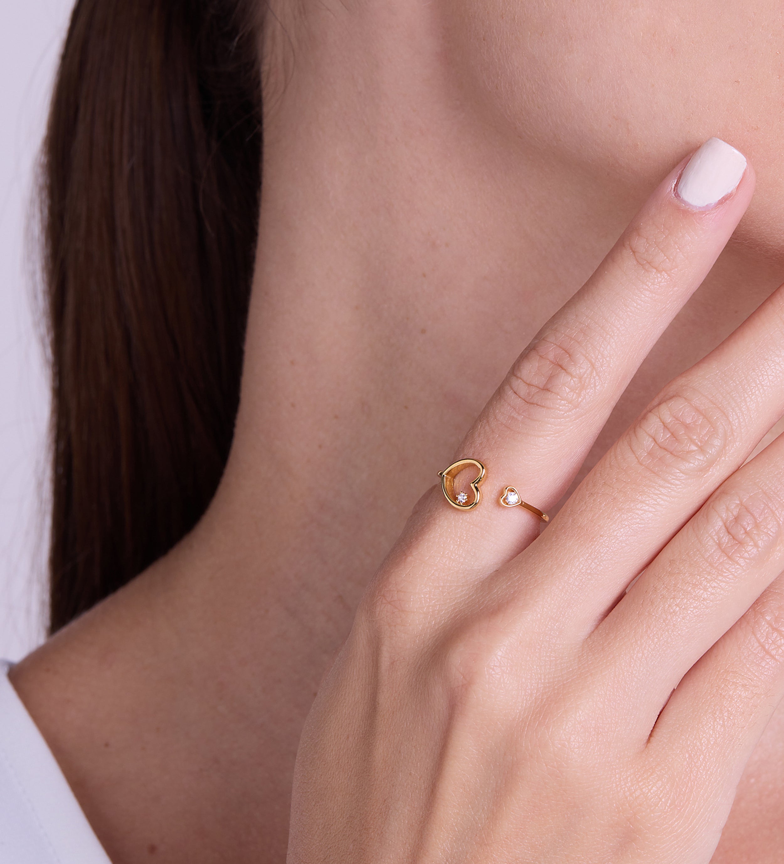 Heart to Heart Ring in 18k Gold Plating on 925 Silver - Ash & Harry