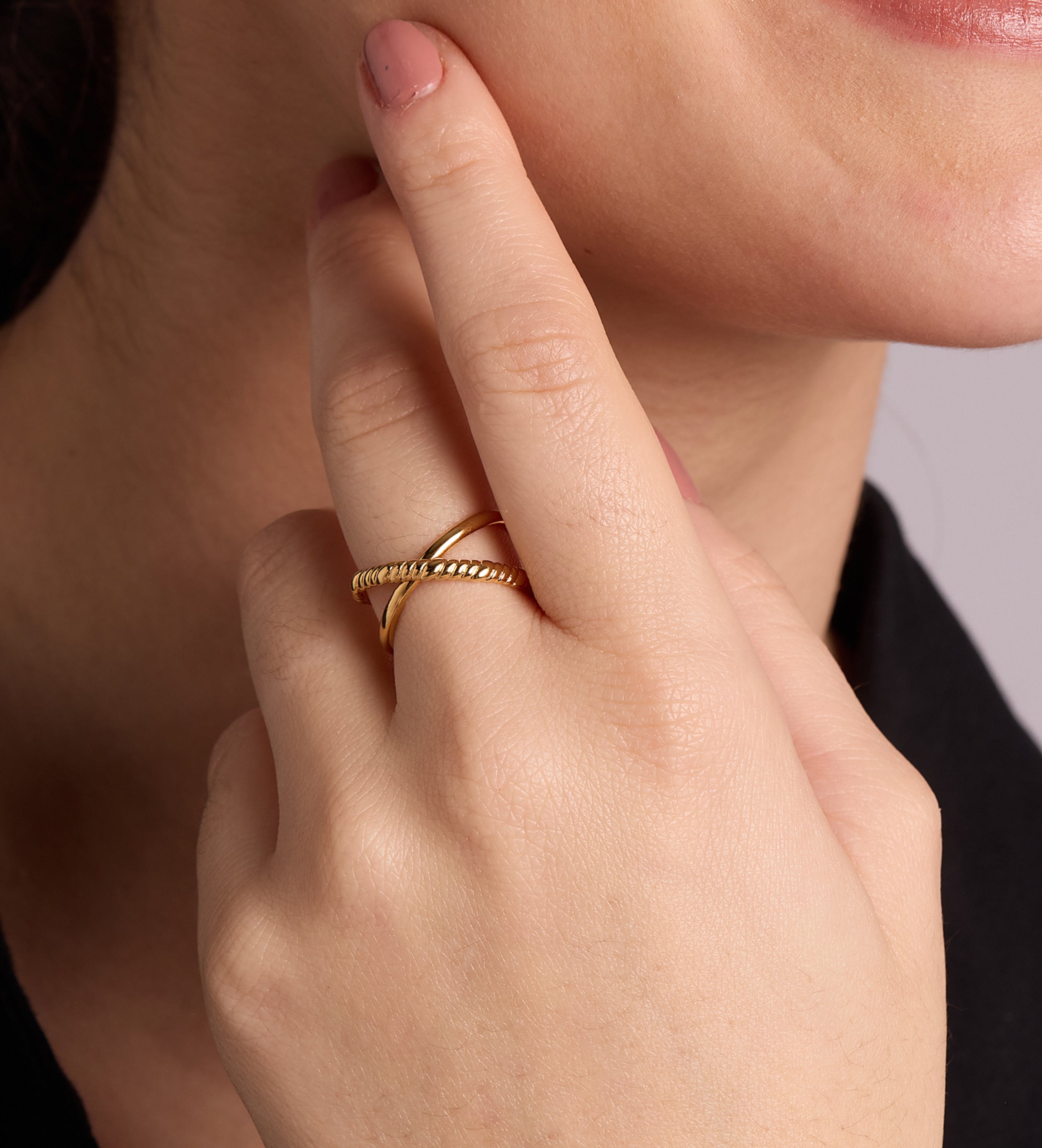 Intertwined Duo Ring in 18k Gold Plating on 925 Silver - Ash & Harry