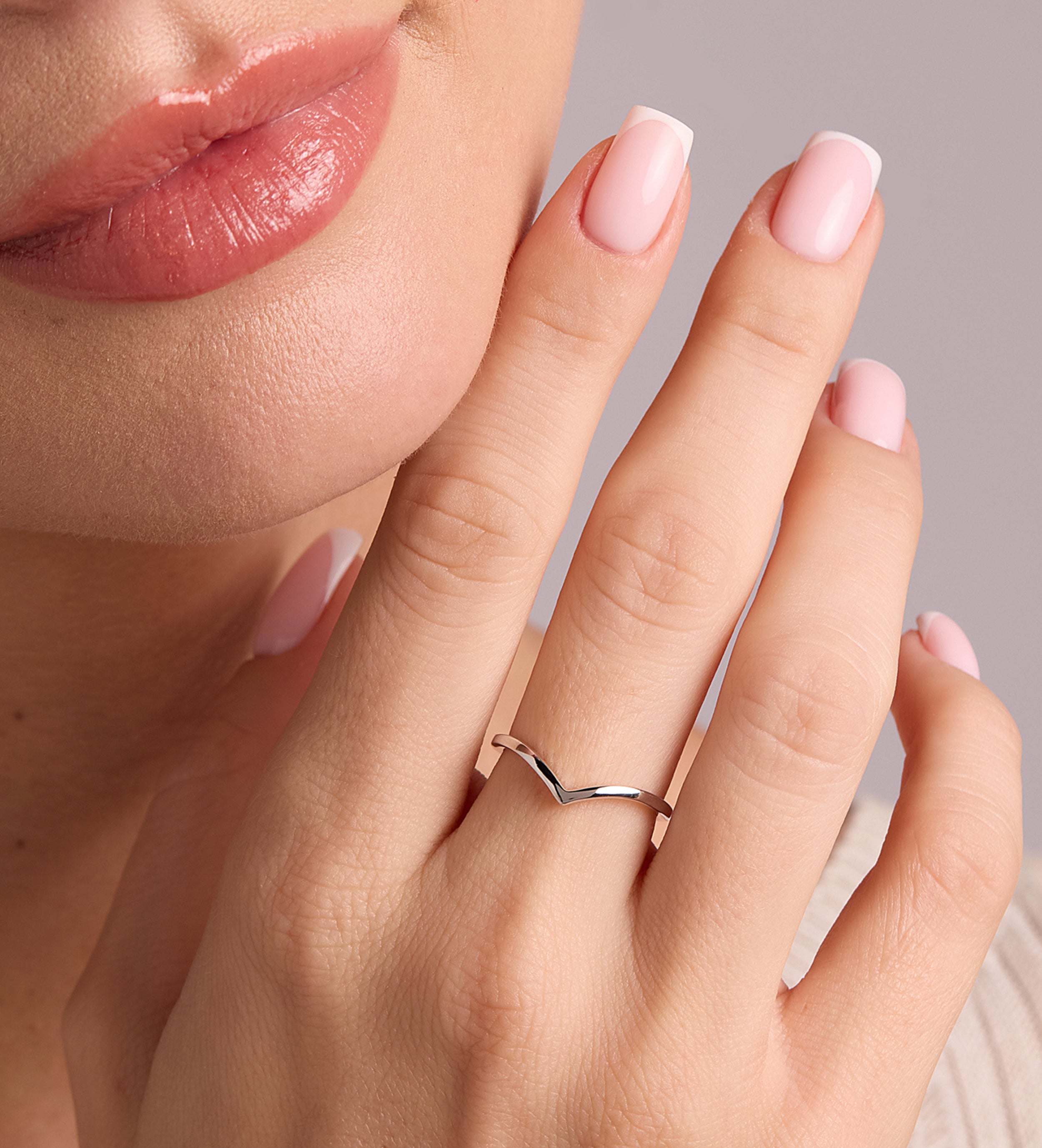 Wishbone Ring in Rhodium Plating on 925 Silver - Ash & Harry