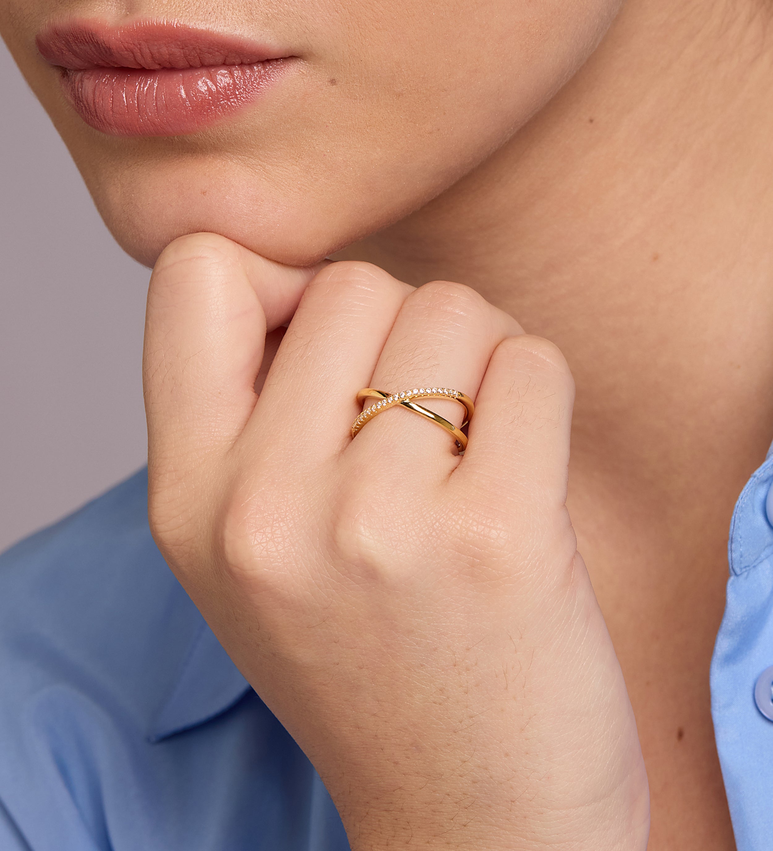X Ring in 18k Gold Plating on 925 Silver - Ash & Harry