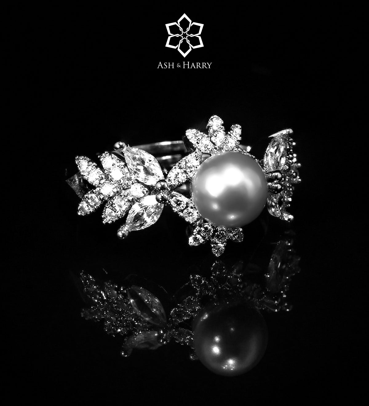 Yasmin Pure White Pearl Luxury Bridal Full Set in High Quality Simulated Diamonds Rhodium Plated - Ash & Harry