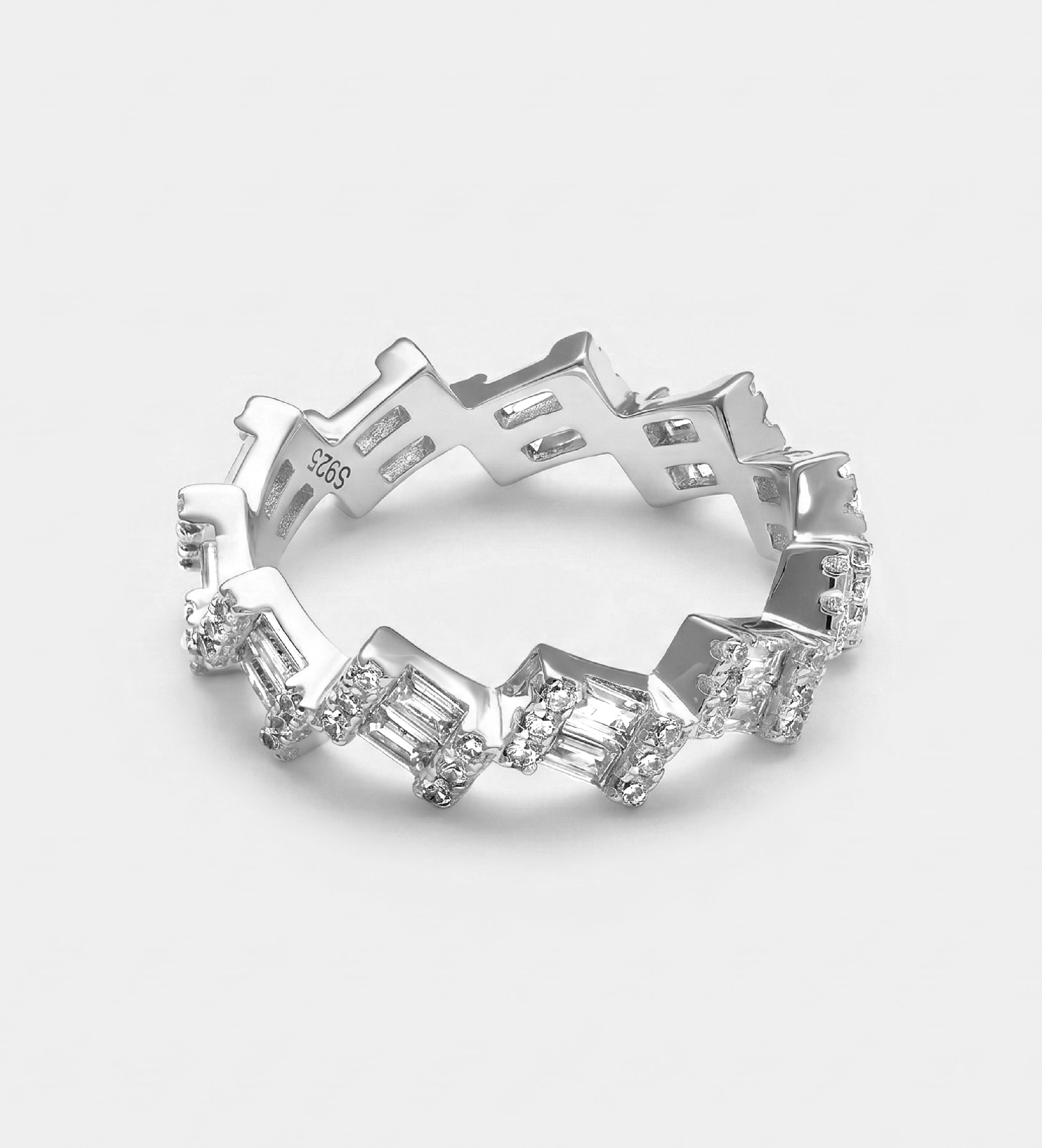 Ziggy Eternity Ring in 925 Silver with High Quality Simulated Diamonds - Ash & Harry