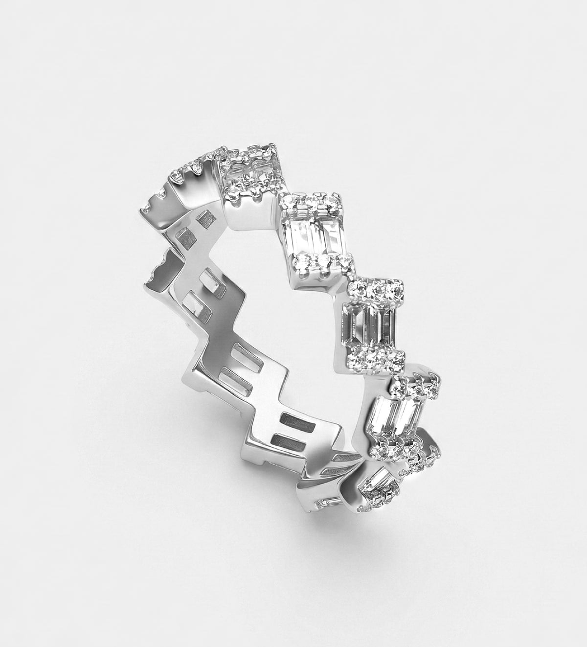 Ziggy Eternity Ring in 925 Silver with High Quality Simulated Diamonds - Ash & Harry