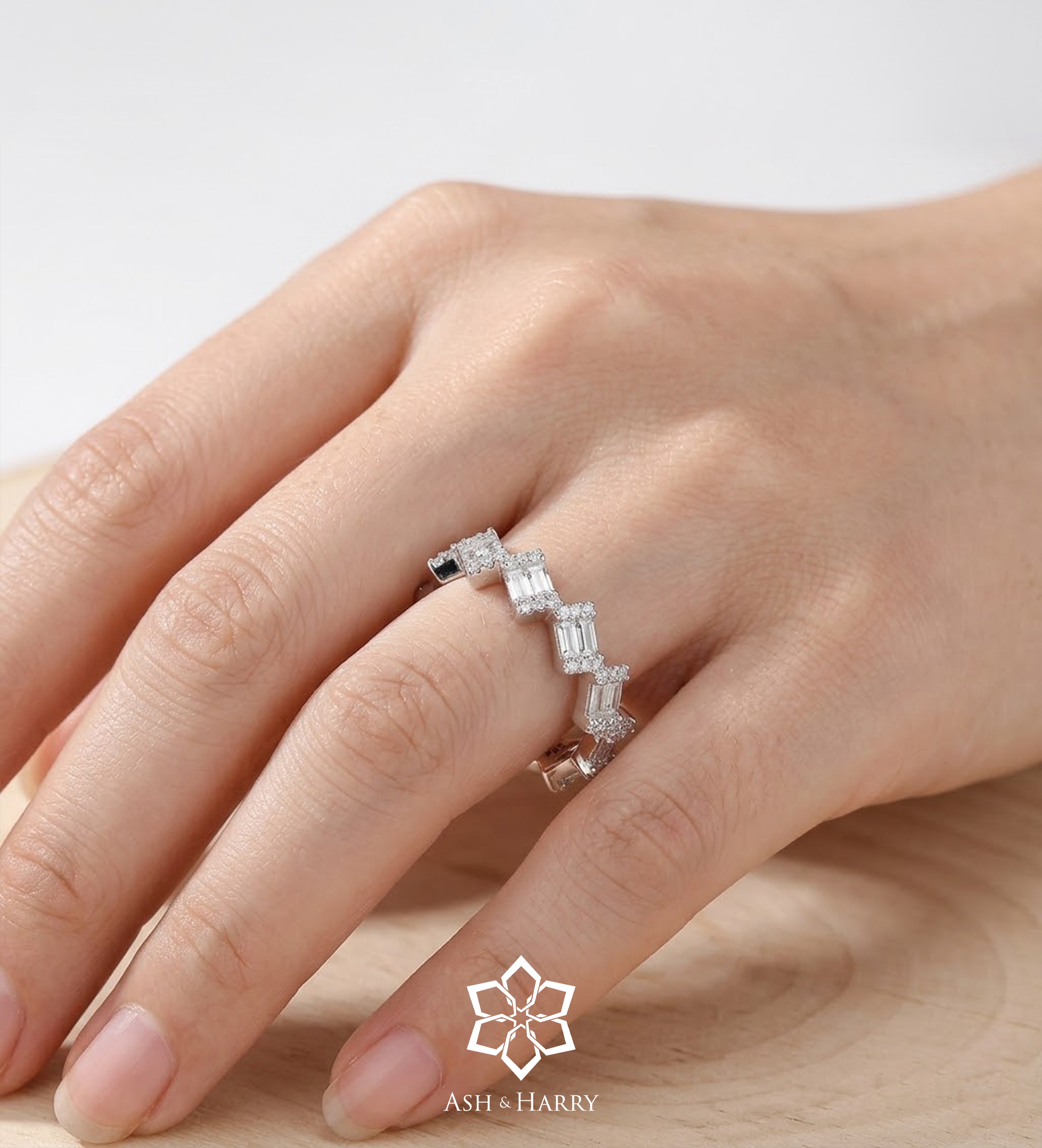 Ziggy Eternity Ring in 925 Silver with High Quality Simulated Diamonds - Ash & Harry