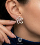 Blush Petal Earrings in 925 Silver with High - Quality White Simulated Diamonds - Ash & Harry
