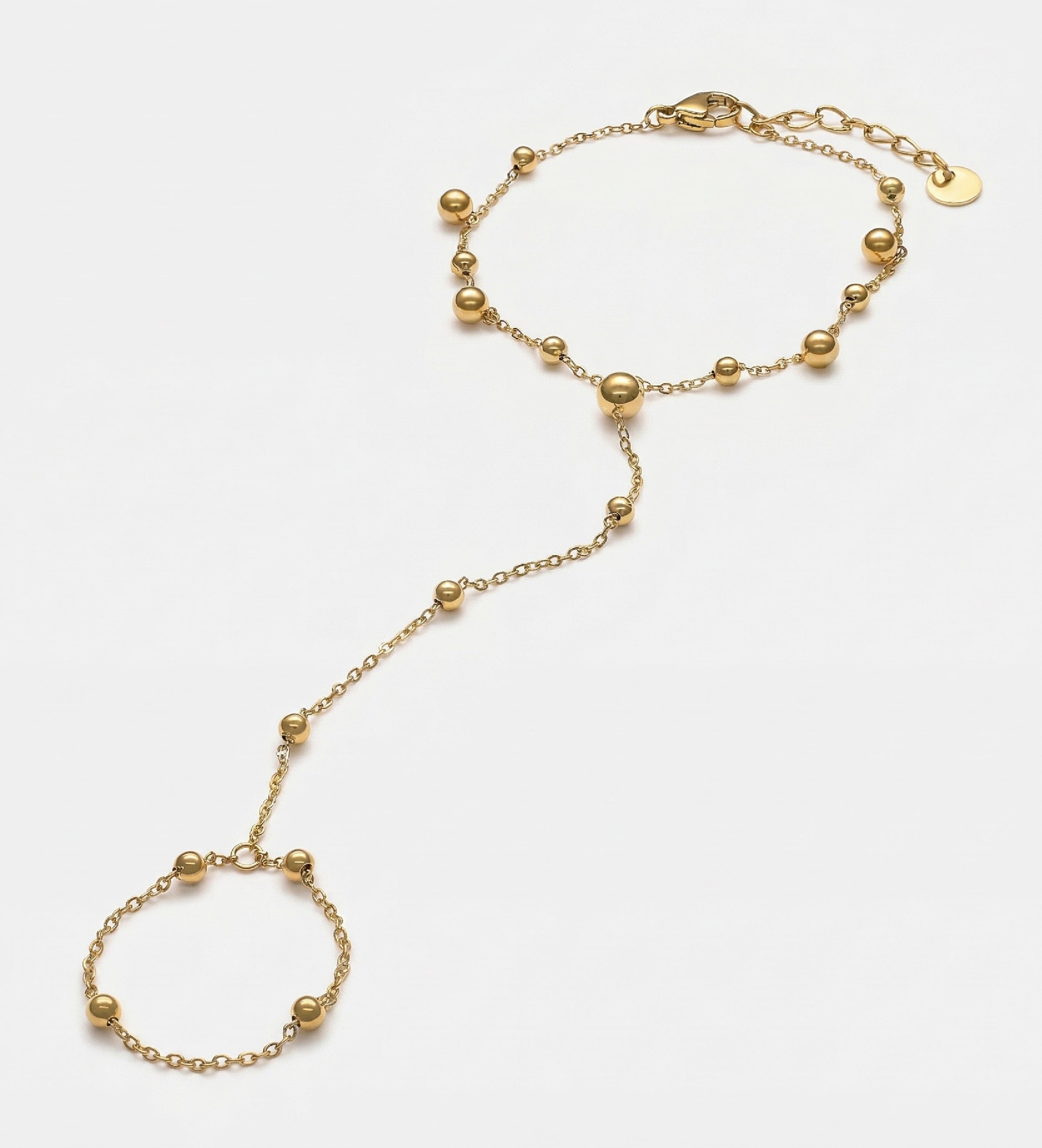 Dotted Bead Hand Chain in Gold - Ash & Harry