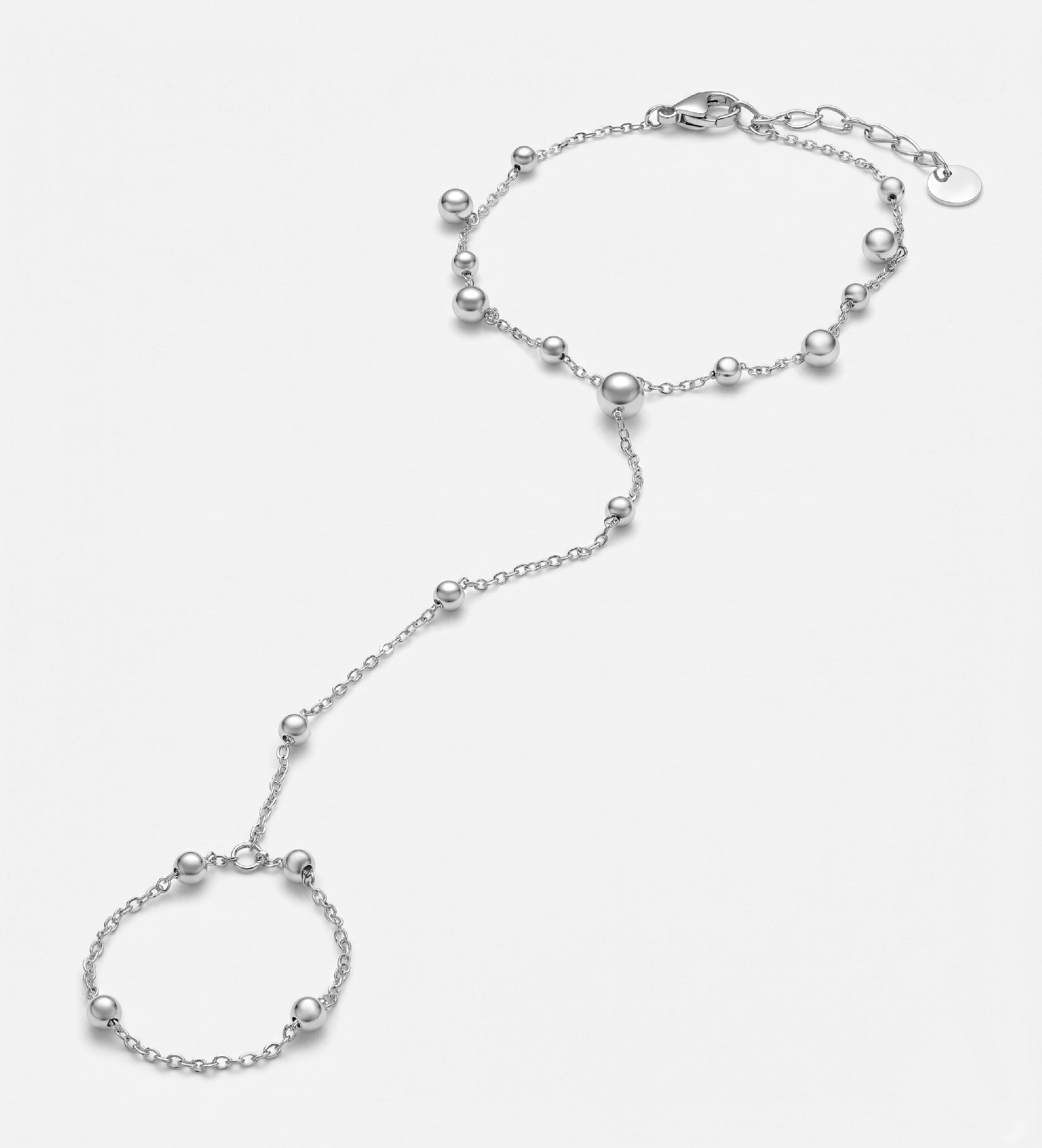 Dotted Bead Hand Chain in Silver - Ash & Harry