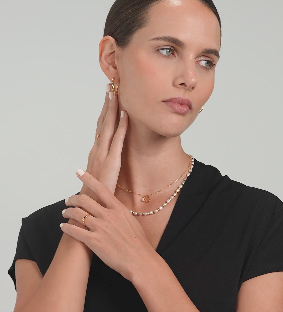 Double Beaded Stacker Ring in Gold