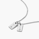 Tag Initial Necklace With Lab Diamond in Rhodium Plating on 925 Silver - Ash & Harry